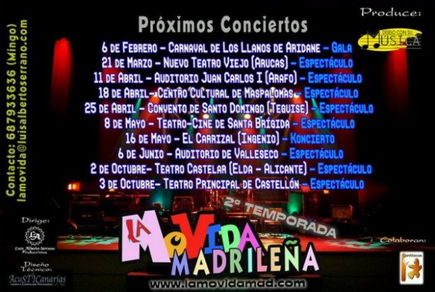 Ya hay fechas para la 2&ordf; Temporada del Espect&aacute;culo LA MOVIDA MADRILE&Ntilde;A