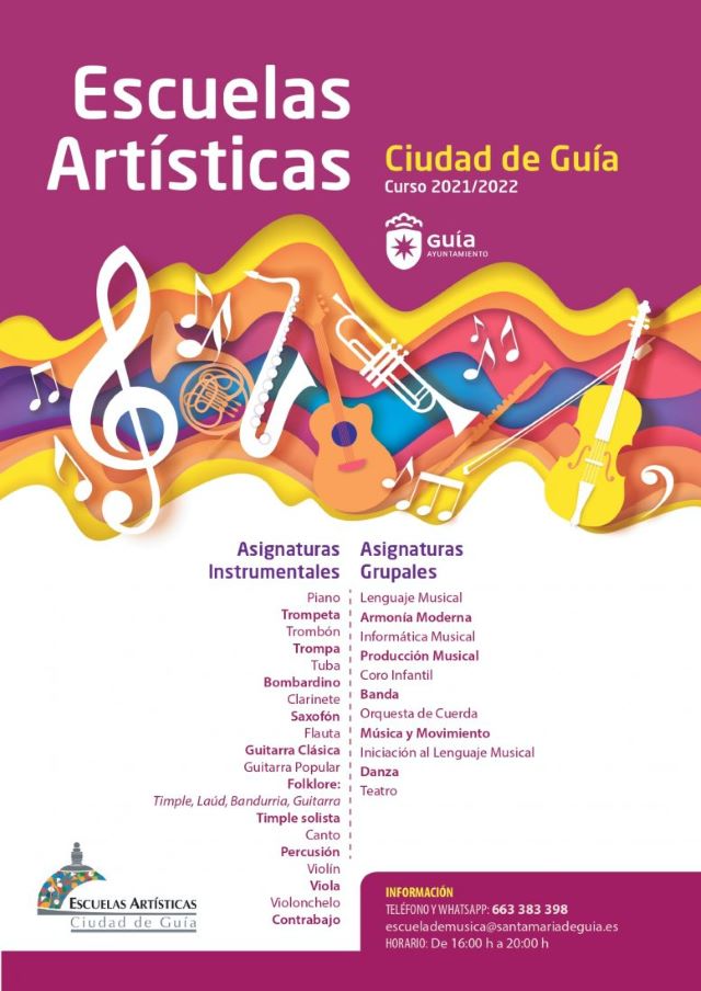 Las Escuelas Art&iacute;sticas Ciudad de Gu&iacute;a arrancan hoy el nuevo curso con un 20 % m&aacute;s de alumnado que el a&ntilde;o anterior