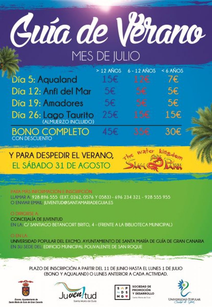 Gu&iacute;a: Este verano vuelven las salidas a parques acu&aacute;ticos y playas del sur de la Isla