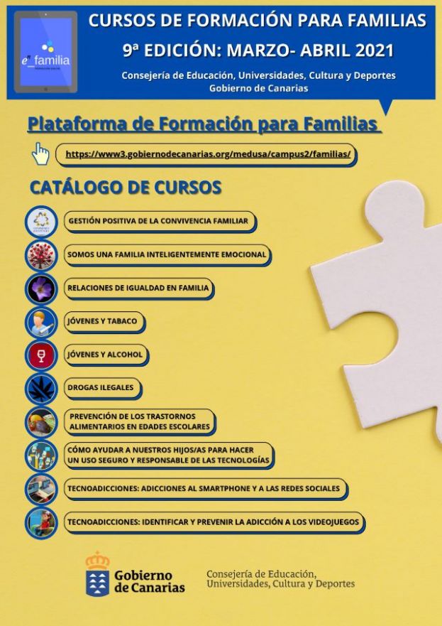 Educaci&oacute;n ofrece 10 cursos formativos gratuitos en l&iacute;nea a familias de alumnado no universitario
