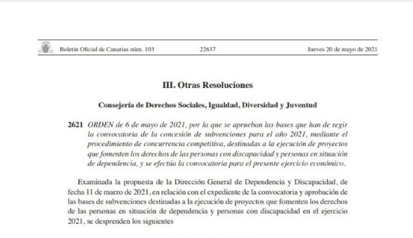 El Gobierno canario aumenta en un 12,1% la financiaci&oacute;n de proyectos para dependencia y discapacidad