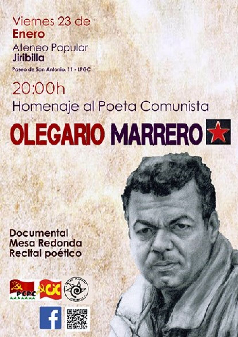 Cartel del homenaje al Poeta Comunista Olegario Marrero