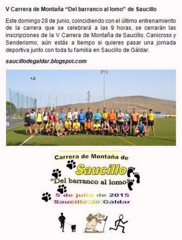 El domingo, &uacute;ltimo d&iacute;a de inscripci&oacute;n de la "V Carrera de Monta&ntilde;a de Saucillo"