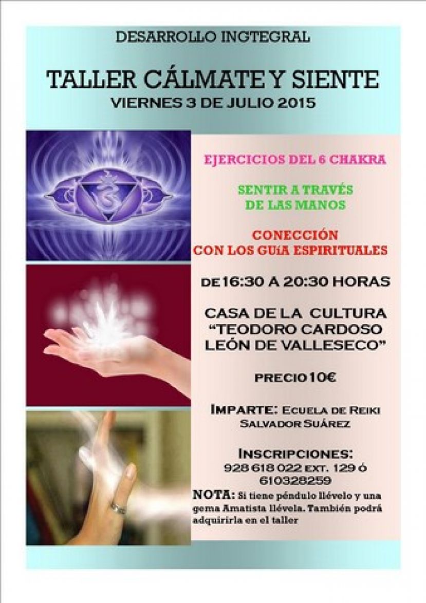 Valleseco: Taller de Sanaci&oacute;n Reiki: Cura con energ&iacute;a a trav&eacute;s de las manos