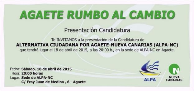 ALPA-NC  presenta este s&aacute;bado 18 su candidatura al Ayuntamiento de Agaete
