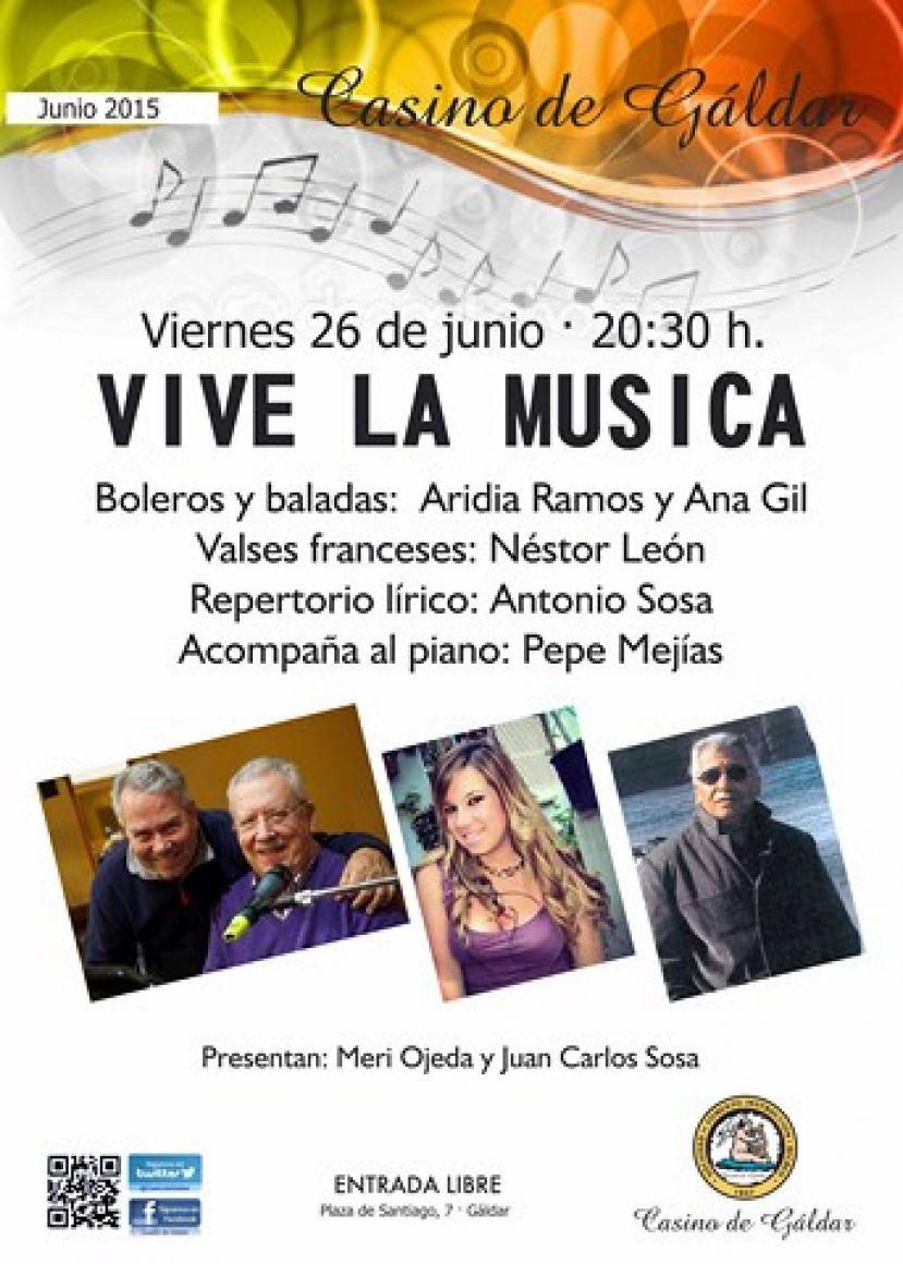 Vive la M&uacute;sica en el Casino de G&aacute;ldar el pr&oacute;ximo viernes