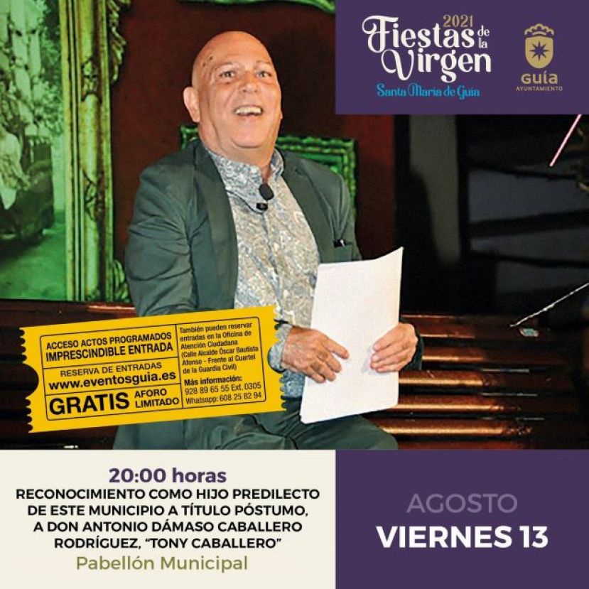 Homenaje y entrega, a t&iacute;tulo p&oacute;stumo, Hijo Predilecto de Gu&iacute;a a Tony Caballero