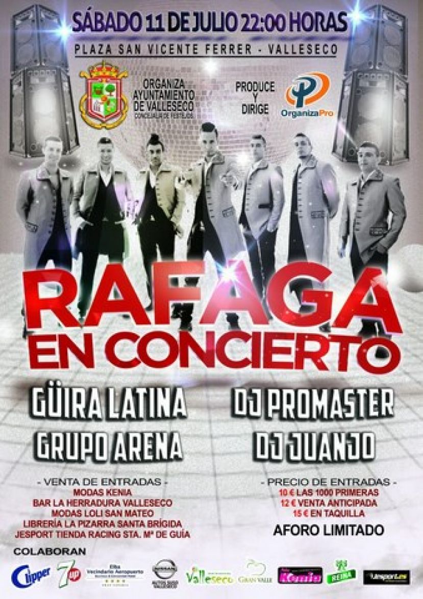 Valleseco acoge el pr&oacute;ximo 11 de julio  &ldquo;R&aacute;faga en Concierto&rdquo;