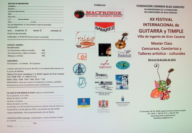 Abierto el periodo de inscripci&oacute;n del XX Festival Internacional de Guitarra y Timple
