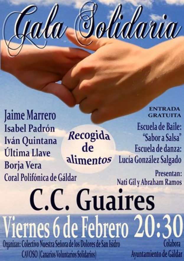 G&aacute;ldar: Gran Gala Solidaria de m&uacute;sica y humor con recogida de alimentos