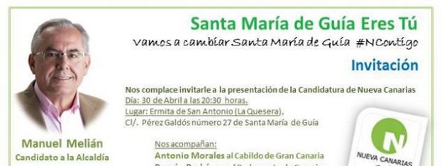 Presentaci&oacute;n de la candidatura de Nueva Canarias en Santa Mar&iacute;a de Gu&iacute;a.