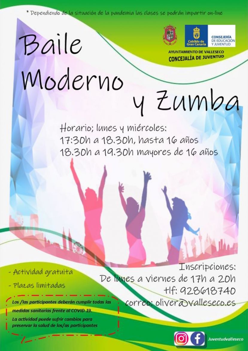 Valleseco comienza las clases de Baile Moderno y Zumba