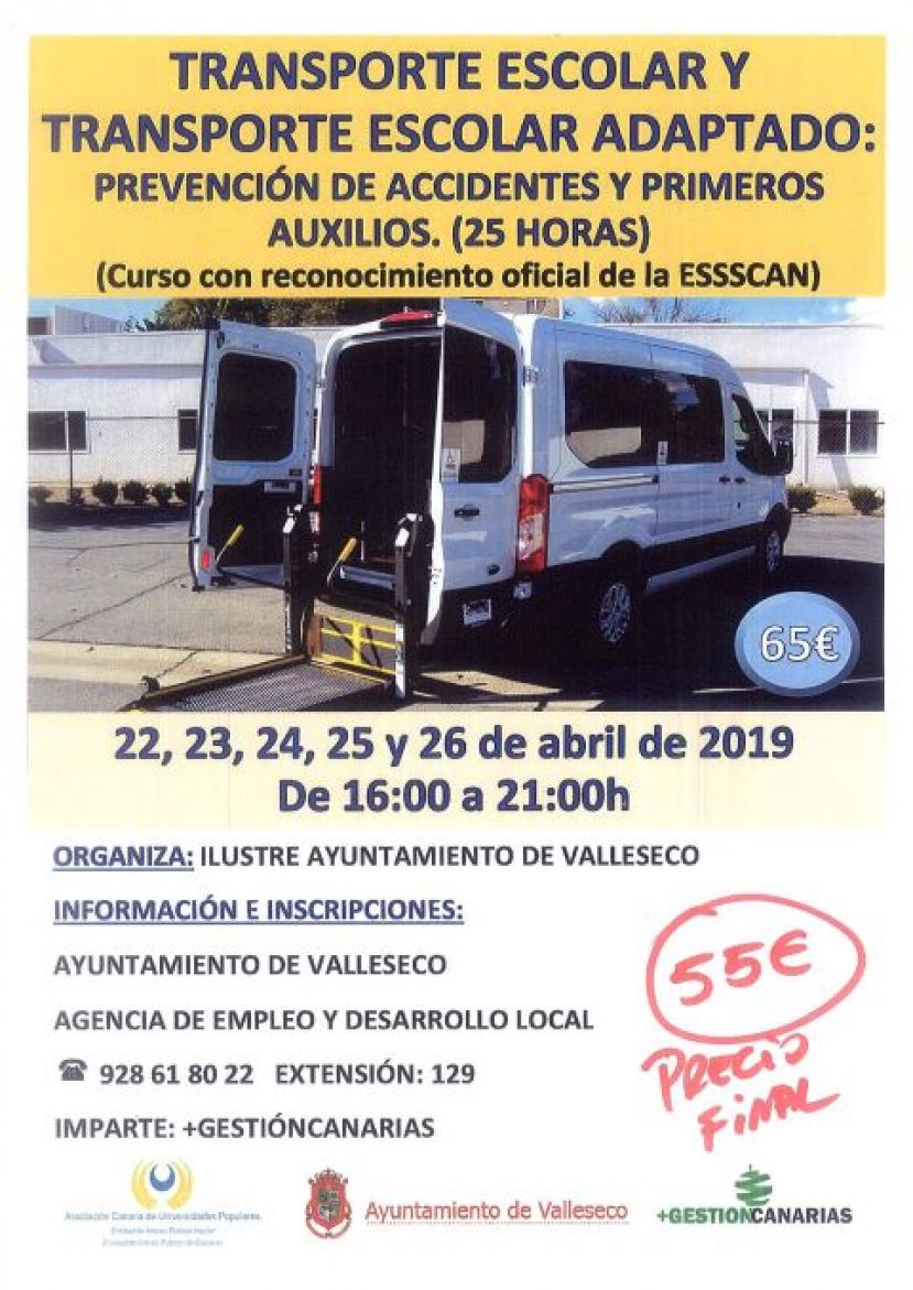 Valleseco impulsa un curso de Transporte Escolar y Adaptado