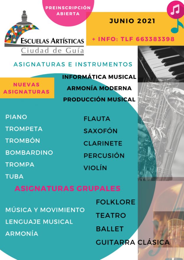 Nuevas apuestas de las Escuelas Art&iacute;sticas Ciudad de Gu&iacute;a para el pr&oacute;ximo curso