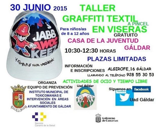 G&aacute;ldar: Taller de "Graffiti Textil a Pincel en Viseras&rdquo; en la Casa de la Juventud