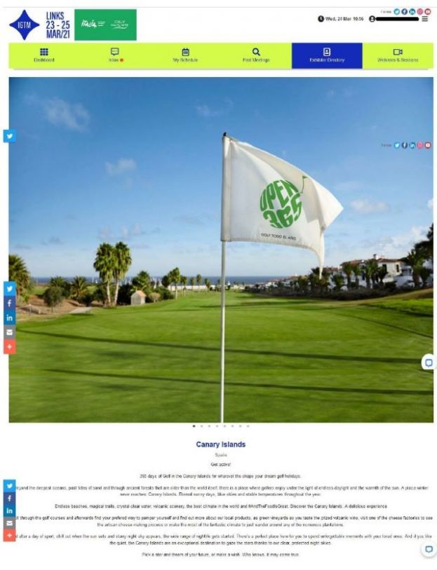 Turismo de Canarias participa en la feria de golf m&aacute;s importante del mundo que este a&ntilde;o es en formato virtual