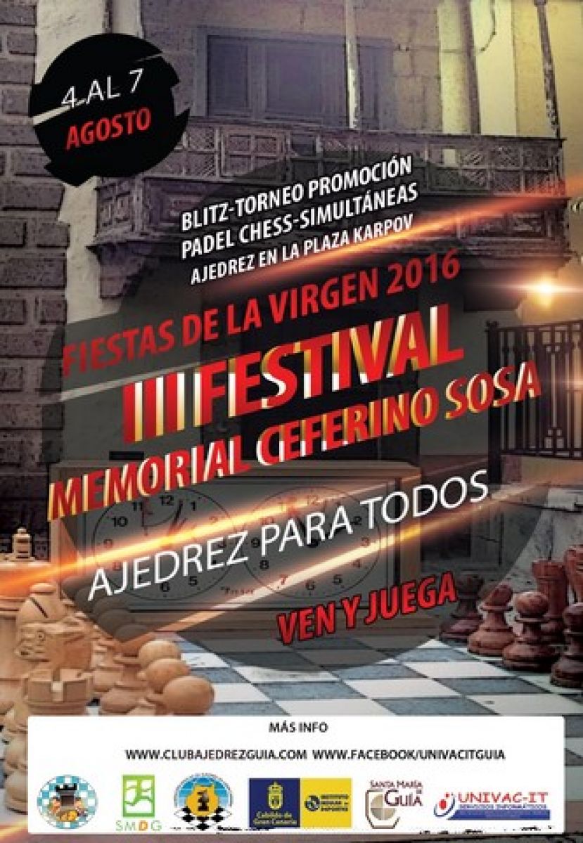 Ajedrez: III Festival Ceferino Sosa Falc&oacute;n en las Fiestas de la Virgen de Gu&iacute;a 2016